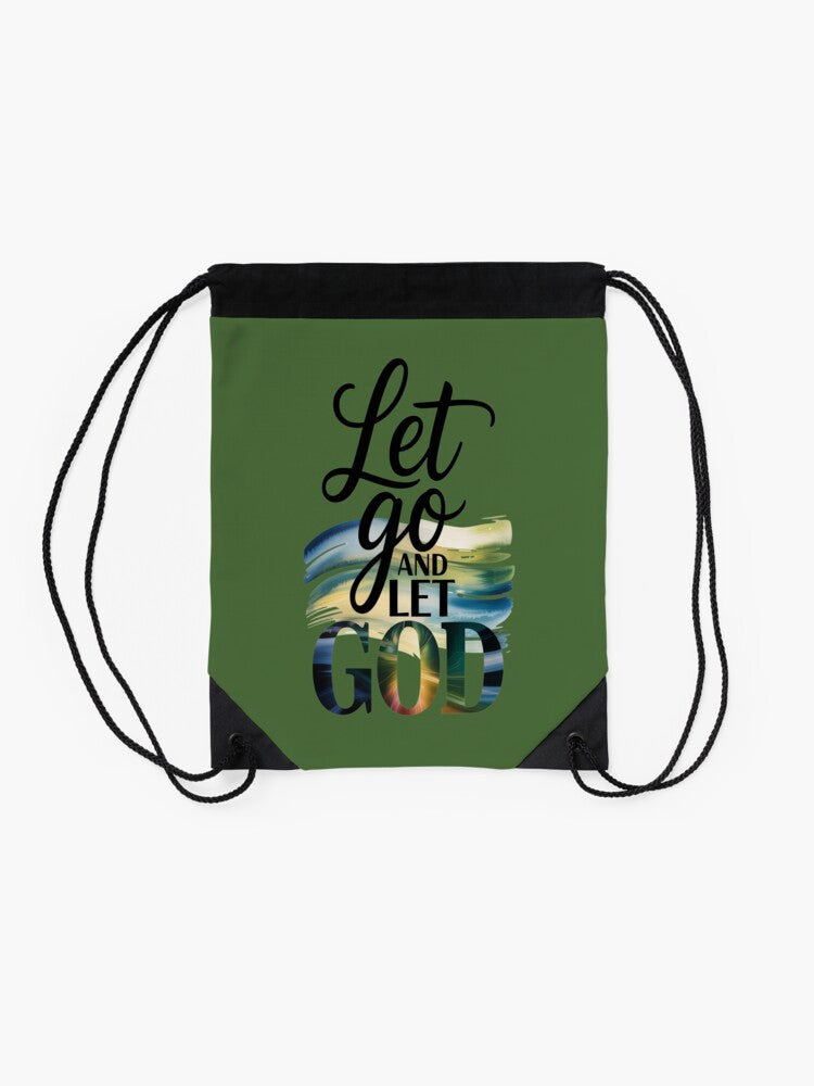 Let go and let God Drawstring Bag