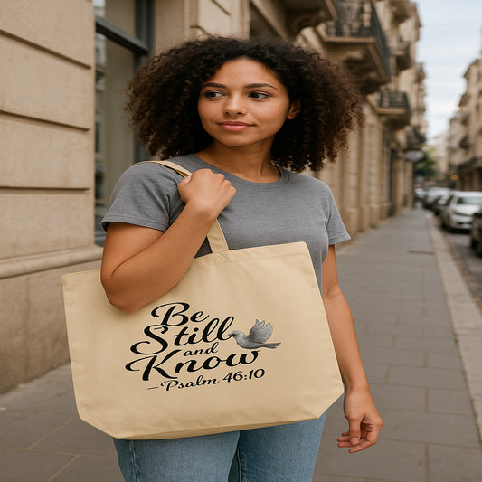 Be still and know Large organic tote bag